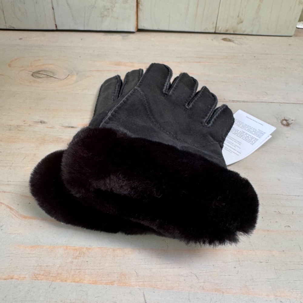 UGG SHEEPSKIN WHIPSTITCH TOUCHSCREEN GLOVES BLACK NEW - Picture 3 of 8